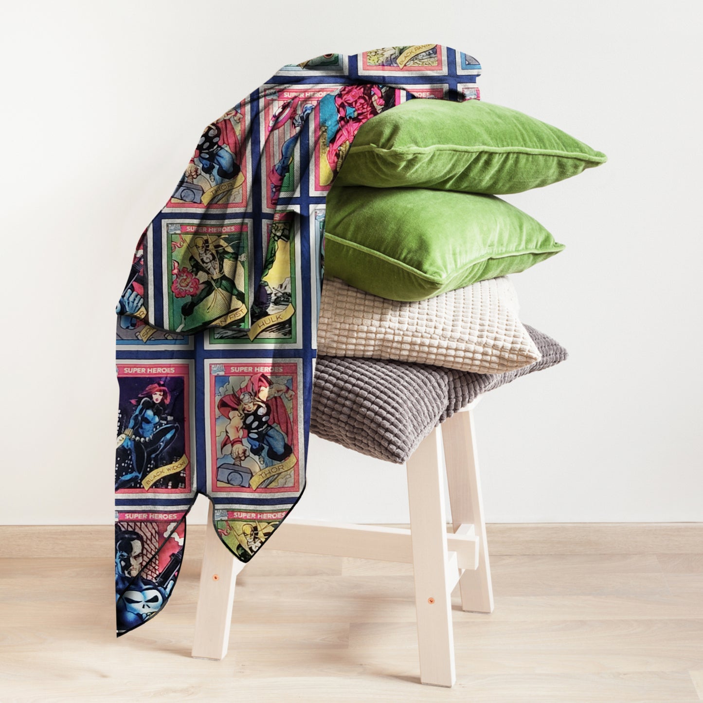 Marvel Legends Superhero Characters Comic Cards Fleece Softest Comfy Throw Blanket for Adults & Kids | Measures 60 x 50 Inches