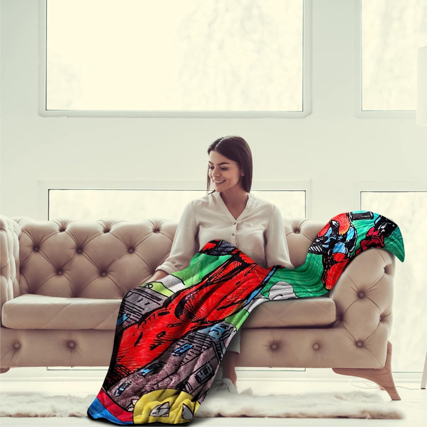 Marvel Deadpool Fleece Throw Blanket| Measures 60 x 45 Inches