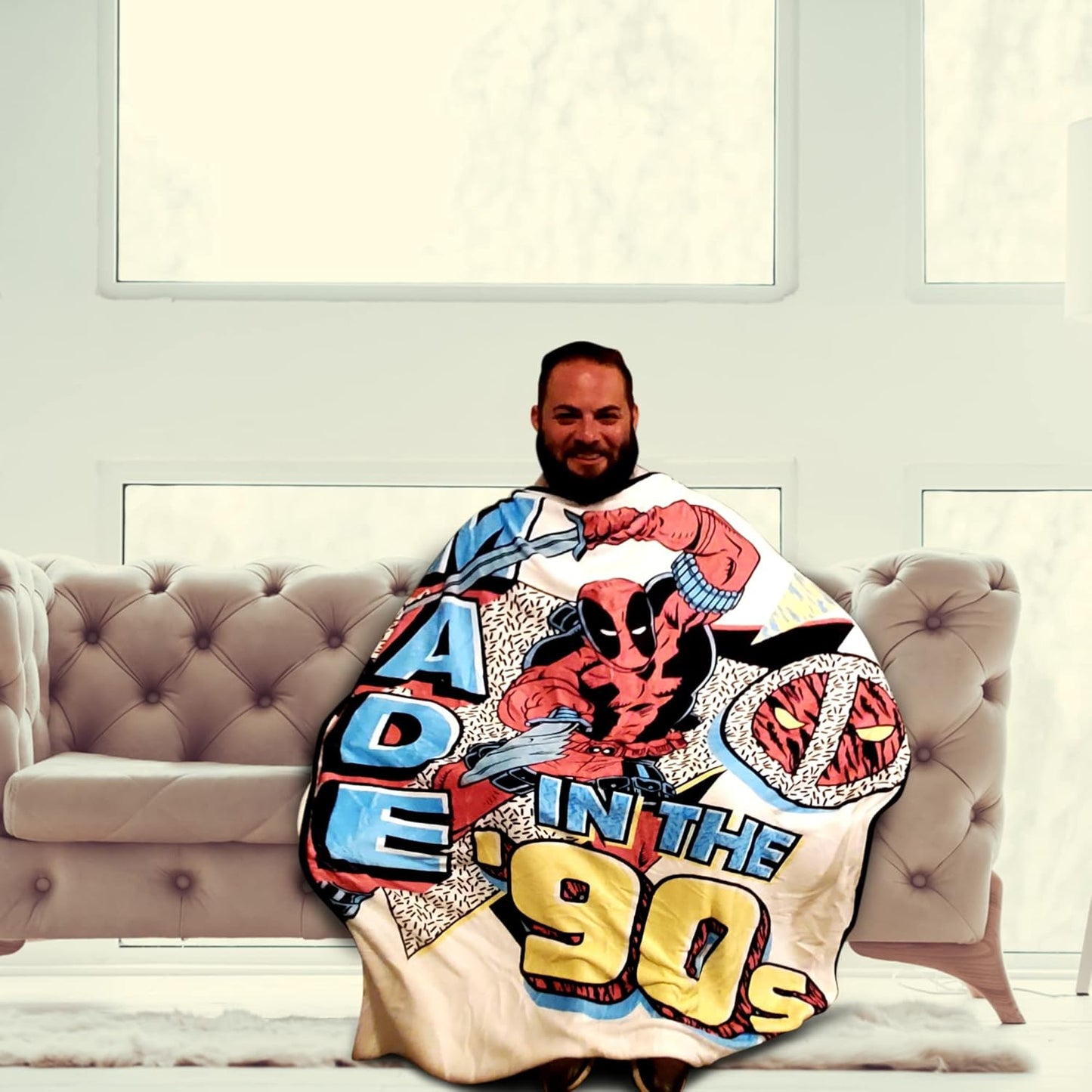 Marvel Deadpool Made in The 90s Softest Comfy Throw Blanket for Adults & Kids| Measures 60 x 45 Inches