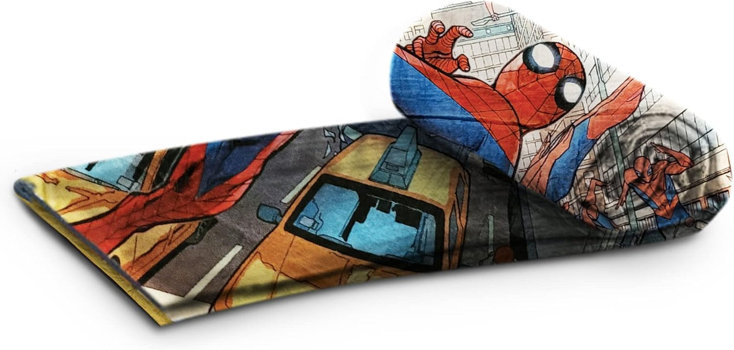 Marvel Spider-Man in The City Fleece Softest Comfy Throw Blanket for Adults & Kids| Measures 60 x 45 Inches