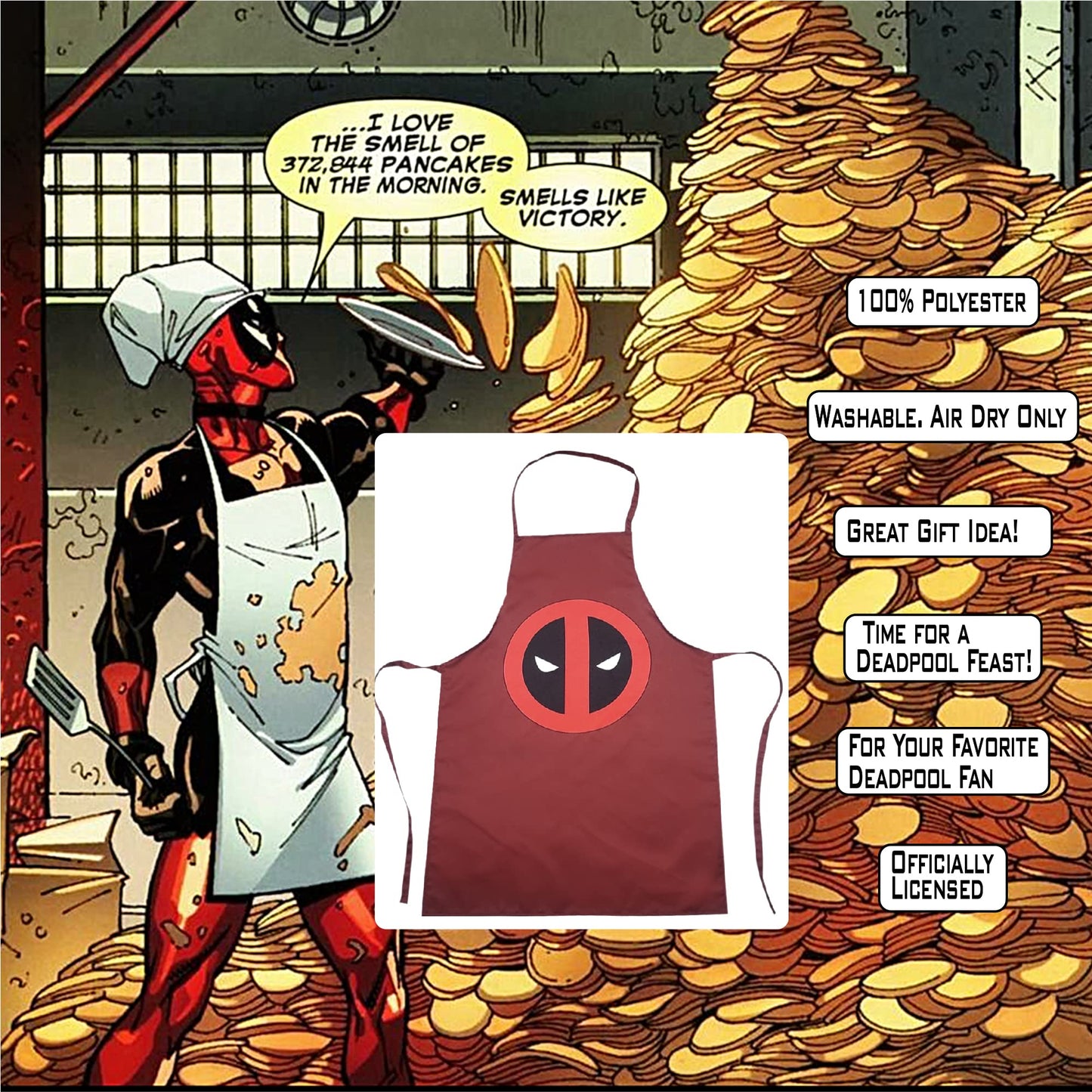 Deadpool Unisex Bib Aprons with Waterdrop Resistance - Cooking Kitchen Apron for Women Men - Super Hero Red and Black Design to Inspire Chef Grill or BBQ at Home