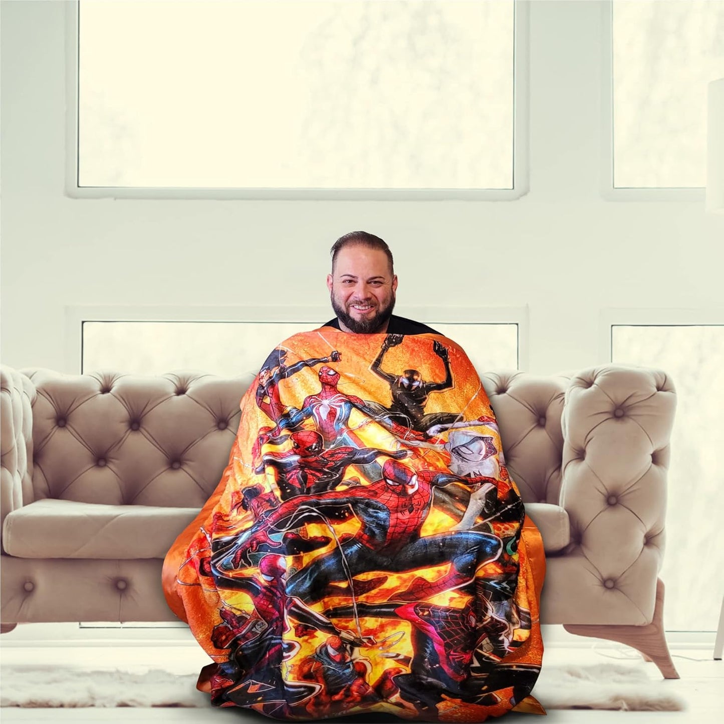 Marvel Spider-Man Spider-Verse Fleece Softest Comfy Throw Blanket for Adults & Kids| Measures 60 x 45 Inches