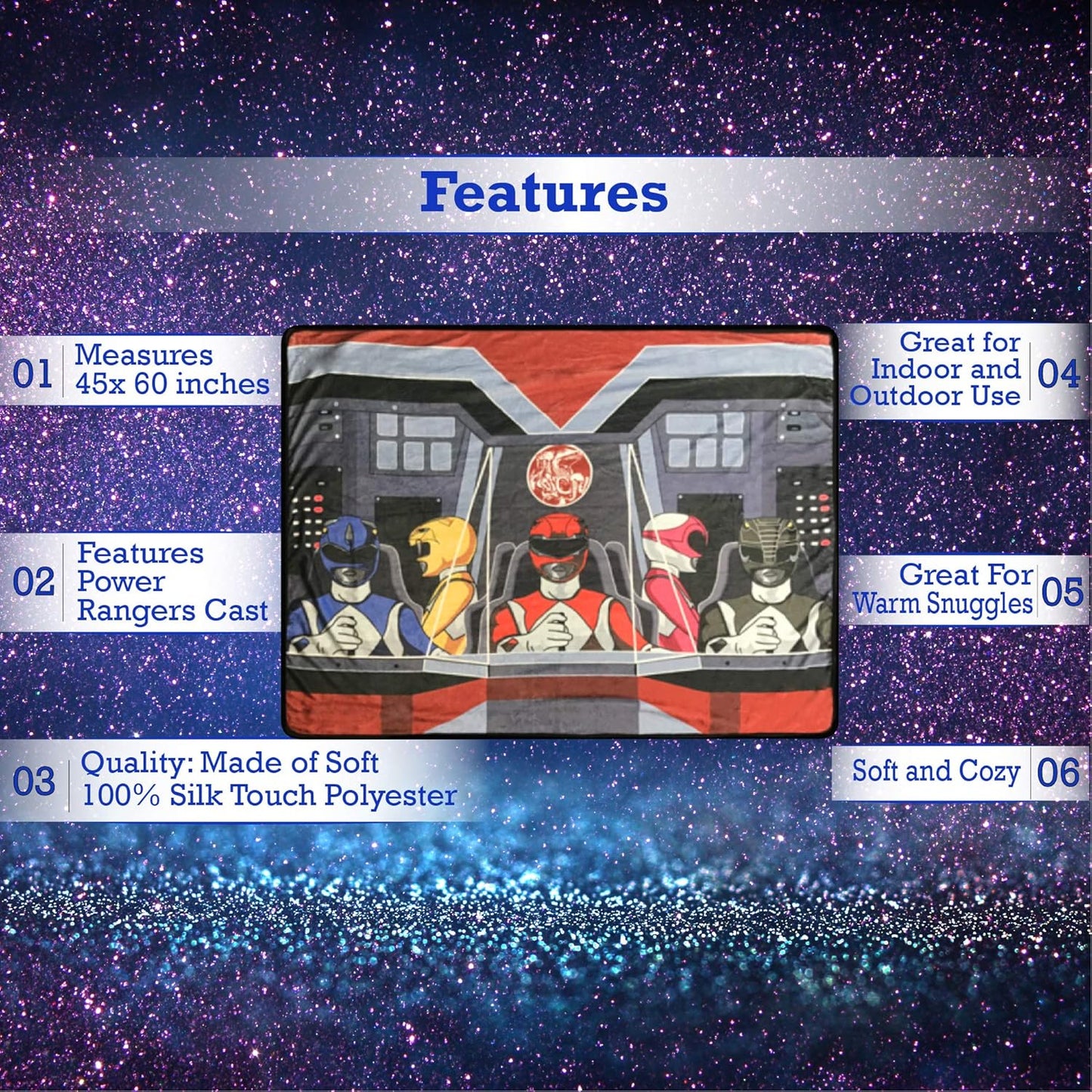 Power Rangers Fleece Softest Comfy Throw Blanket for Adults & Kids| Measures 60 x 45 Inches