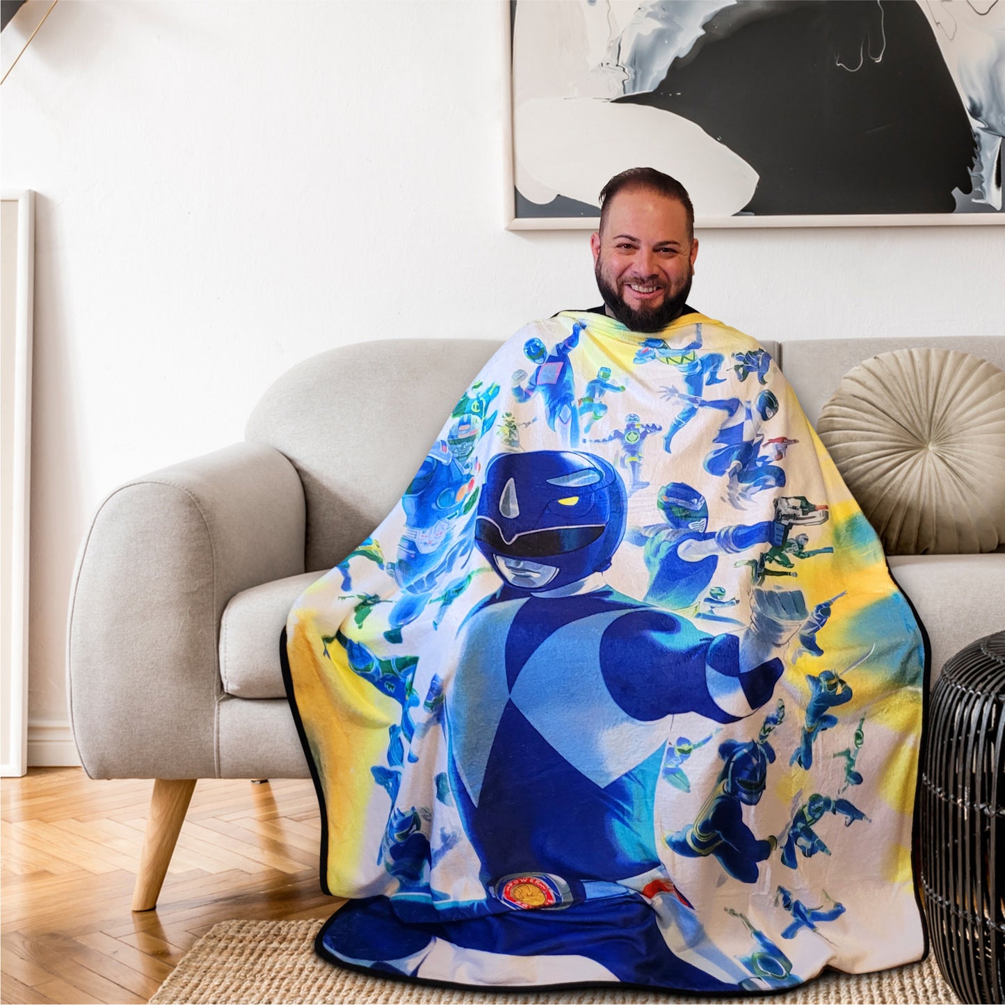 Power Rangers Blue Ranger Fleece Softest Comfy Throw Blanket for Adults & Kids| Measures 60 x 45 Inches