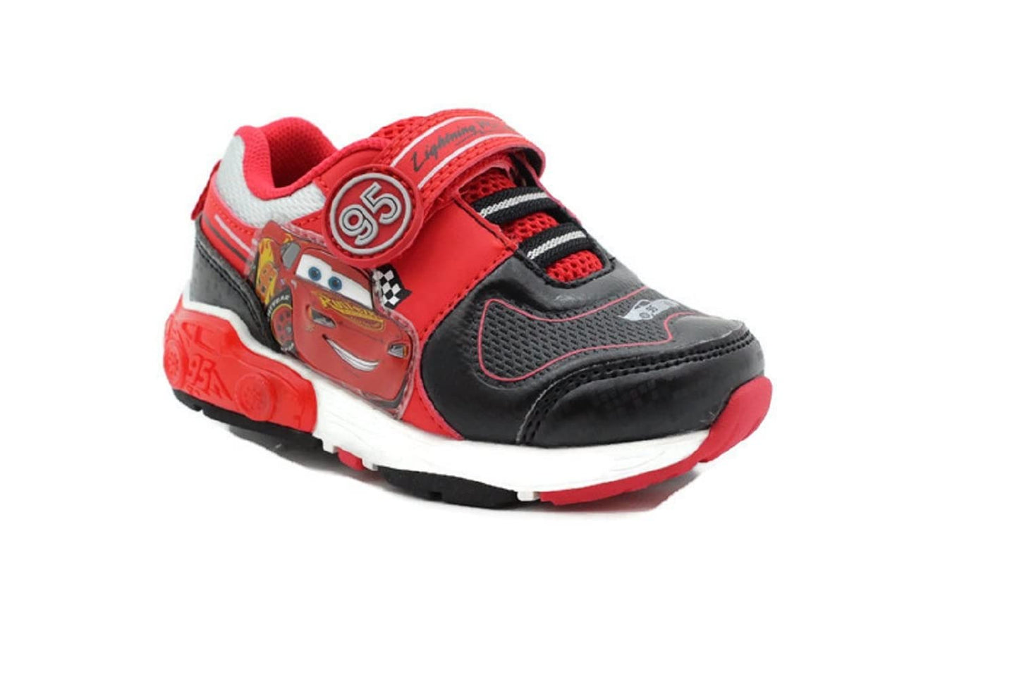 Disney Pixar Cars Boy's Lighted Athletic Sneaker, Black/Red (Toddler/Little Kid)