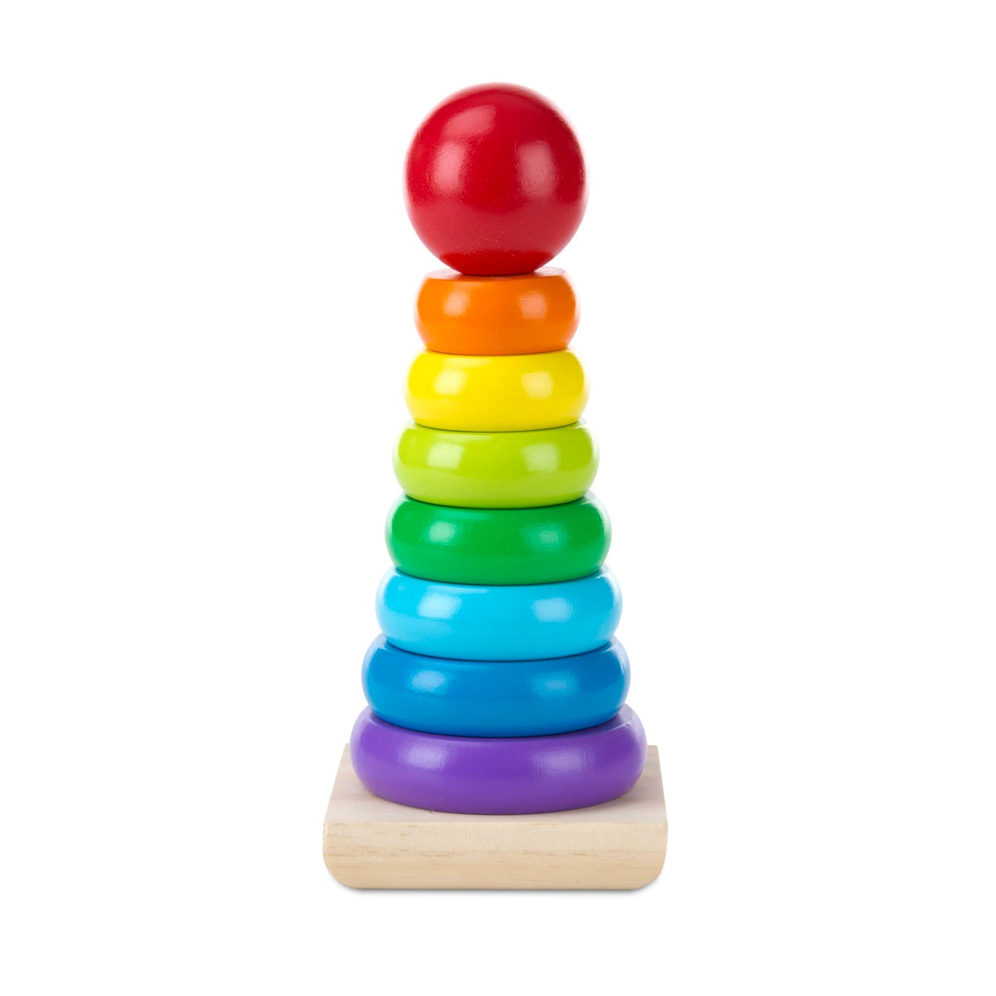 Melissa & Doug Rainbow Stacker Wooden Ring Educational Toy - Wooden Rainbow Stacking Rings Baby Toy, Stacker Toys For Infants And Toddlers