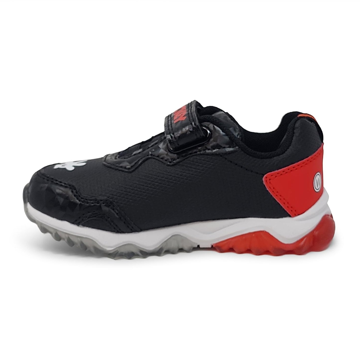 Disney Mickey Mouse Boy's Lighted Athletic Sneaker Light Up Shoes Children W/Adjustable Strap (Toddler, Little Kid), Black/Red