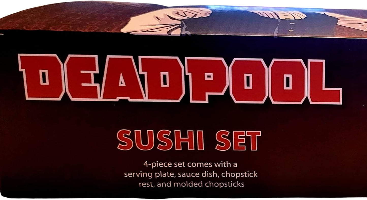 Marvel Deadpool 4 Piece Japanese Sushi Dinnerware Set, Black