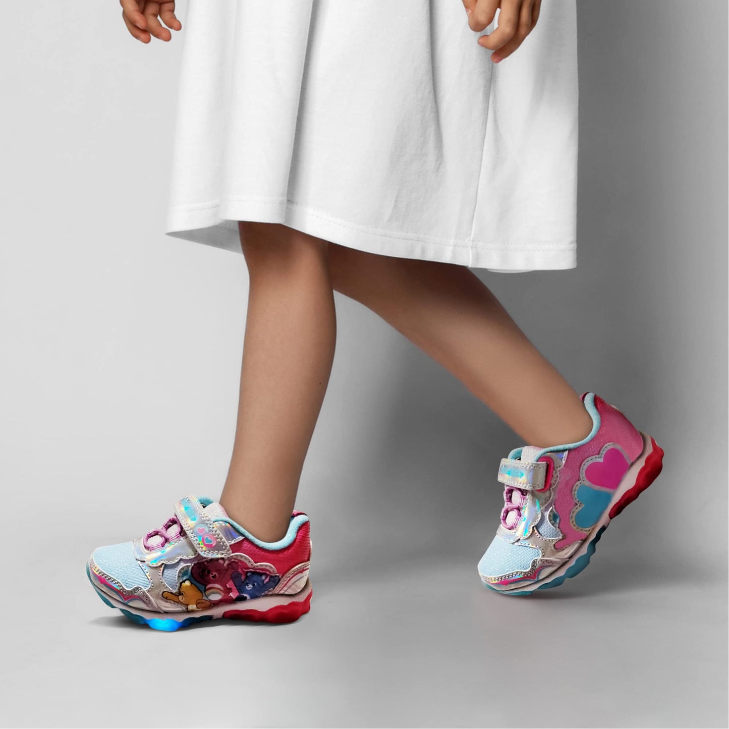 Care Bears Pink/Blue Girl's Lighted Athletic Sneaker (Toddler/Little Kid)