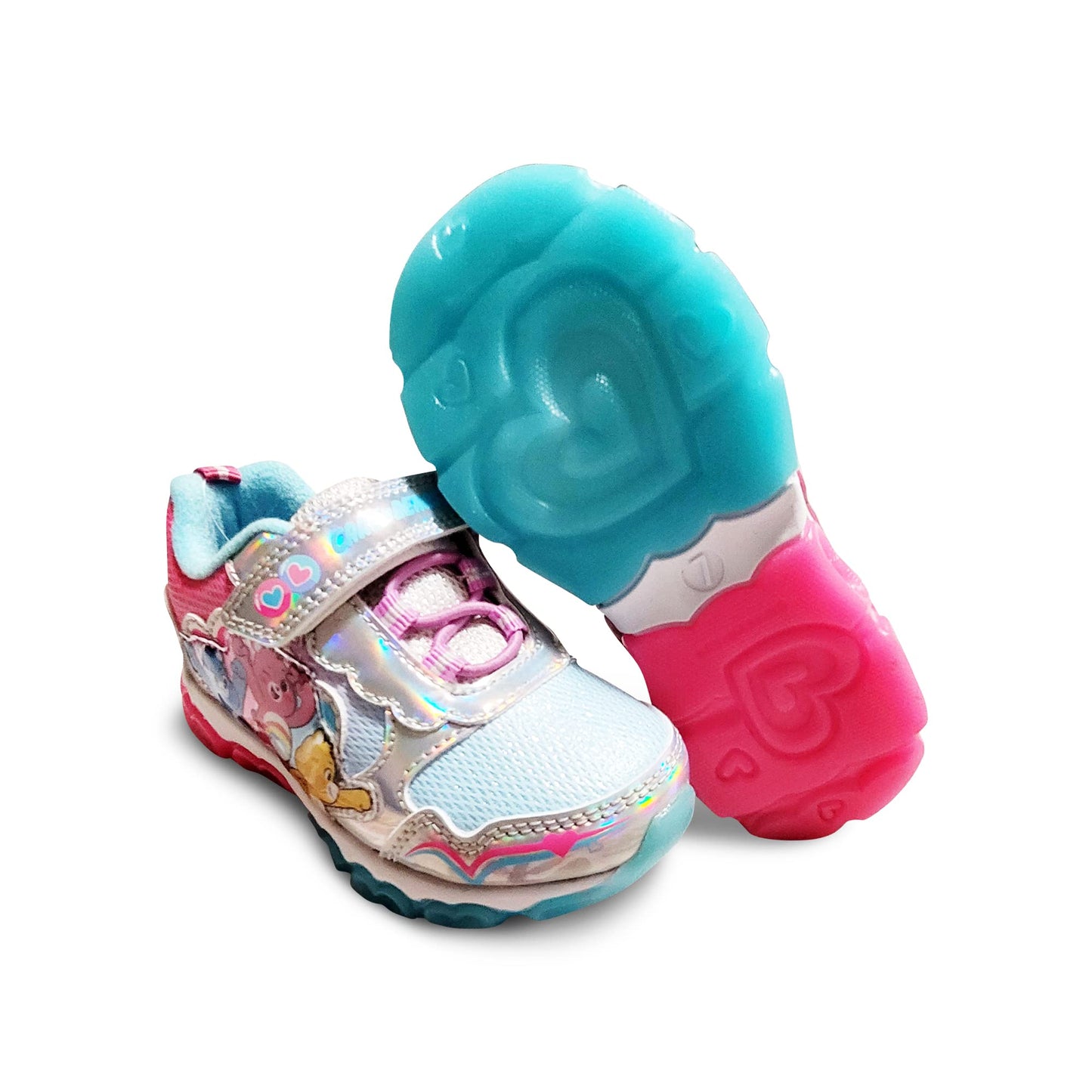 Care Bears Pink/Blue Girl's Lighted Athletic Sneaker (Toddler/Little Kid)