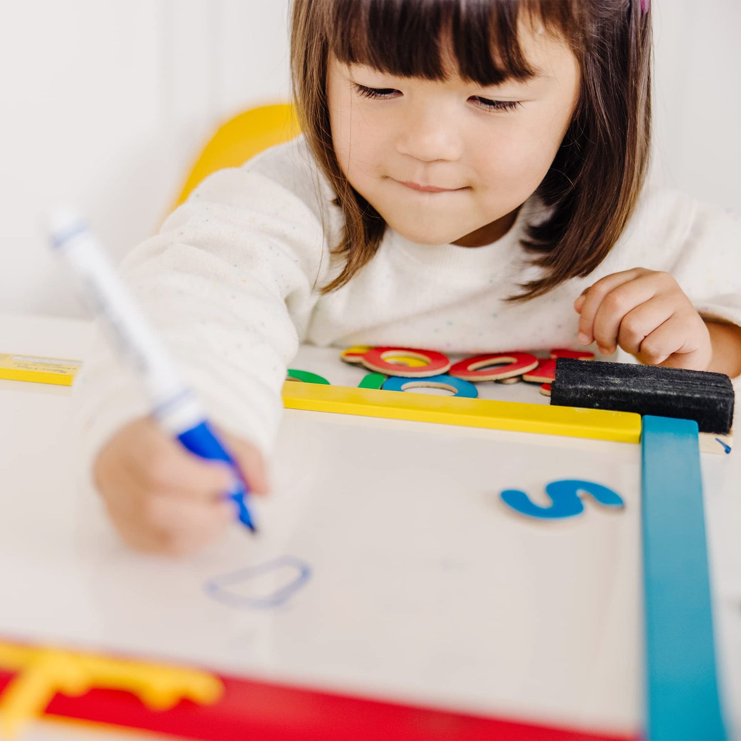 Melissa & Doug Magnetic Chalkboard and Dry-Erase Board With 36 Magnets, Chalk, Eraser, and Dry-Erase Pen - Letters And Numbers Learning Toys, Chalk Board For Kids, Dry Erase Board For Kids Ages 3+