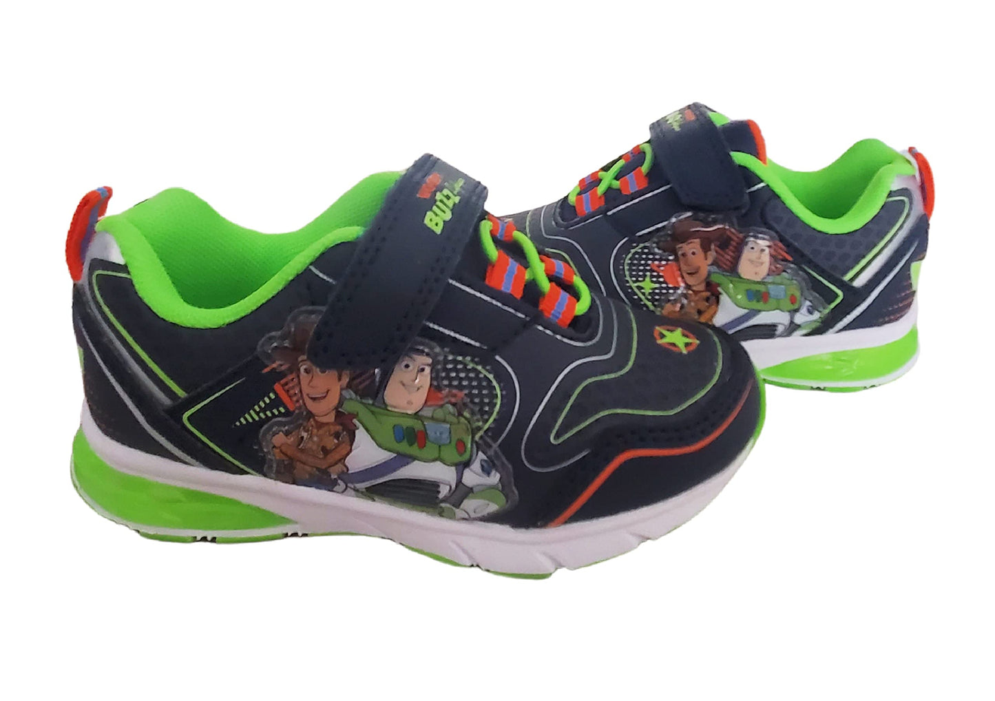 Disney Pixar Toy Story 4 Boy's Lighted Athletic Sneaker, Black/Green (Toddler/Little Kid)
