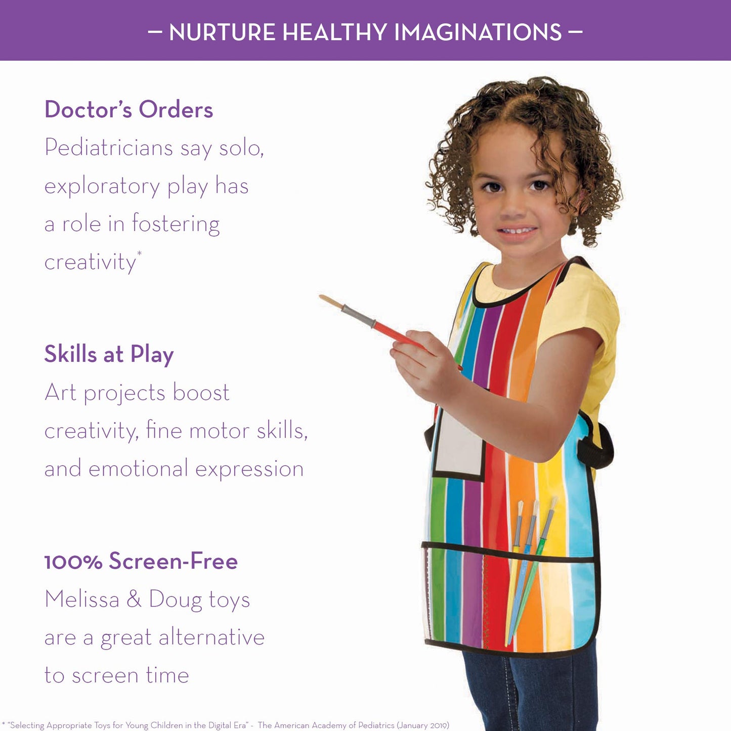 Melissa & Doug Art Essentials Artist Smock - One Size Fits All - Artist Painting Apron With Pockets, Art Smock For Toddlers And Kids