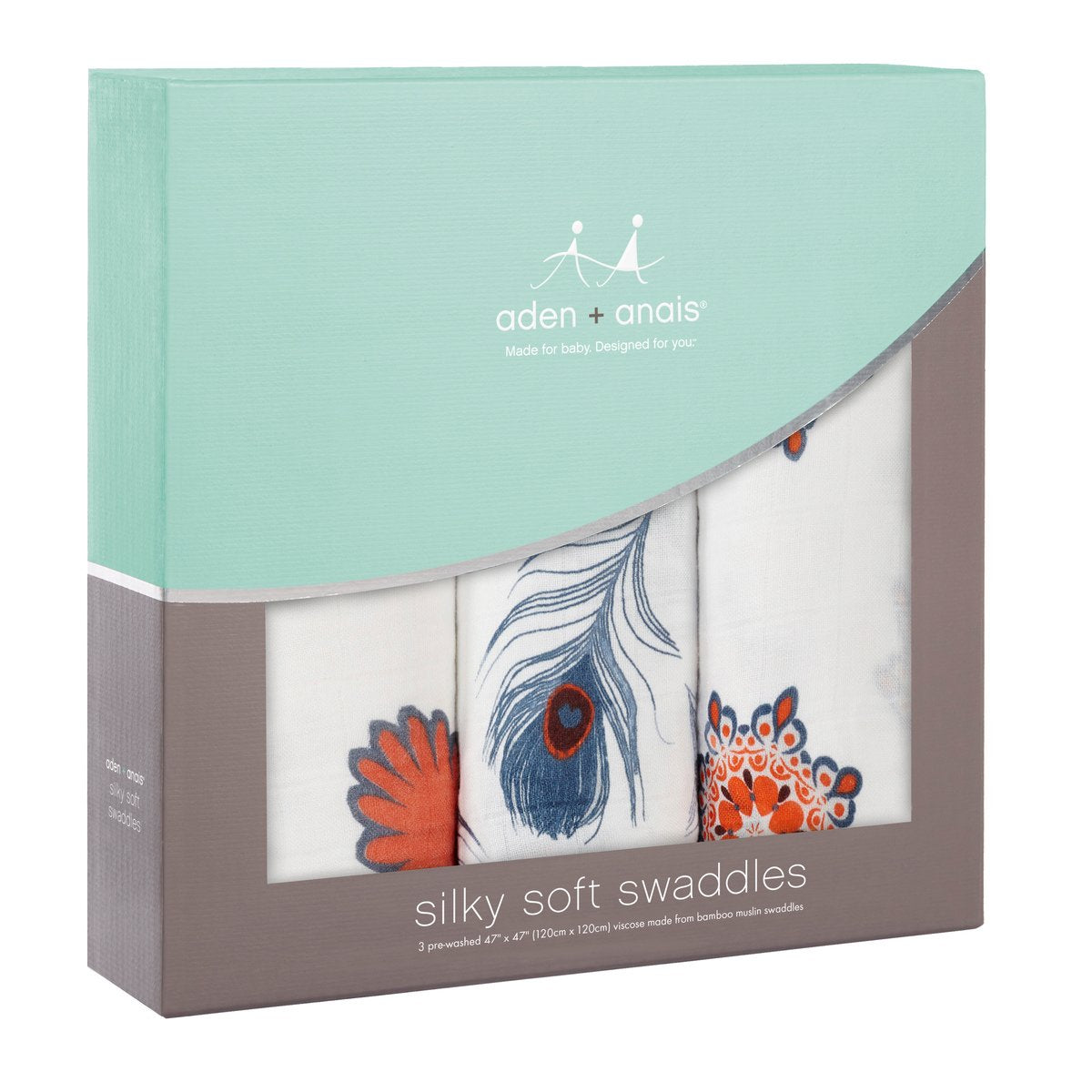 aden + anais Silky Soft Swaddle Baby Blanket, Viscose Bamboo Muslin, Large 47 X 47 inch, 3 Pack, Mela