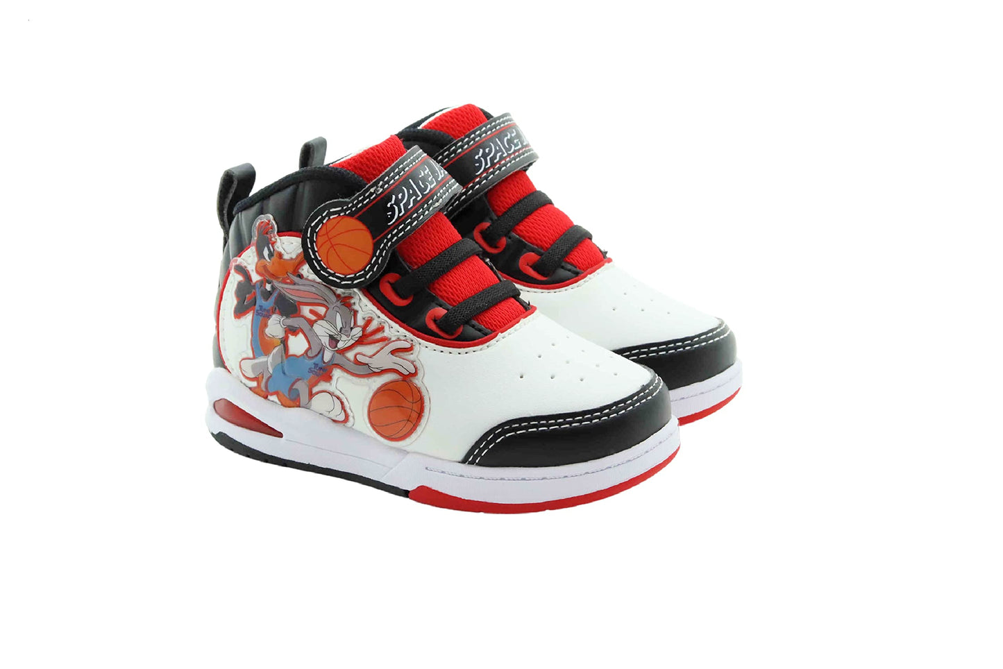 Space Jam Boy's Lighted Hi-Top Sneaker, White/Black/Red (Toddler/Little Kid)