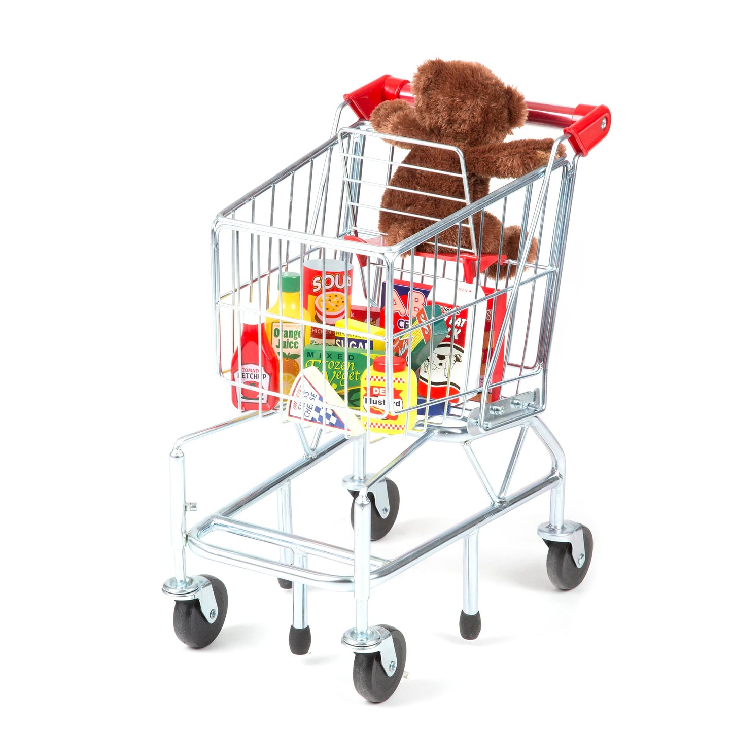 Melissa & Doug Toy Shopping Cart With Sturdy Metal Frame - Toddler Shopping Cart, Pretend Grocery Cart, Supermarket Pretend Play Shopping Cart For Kids Ages 3+