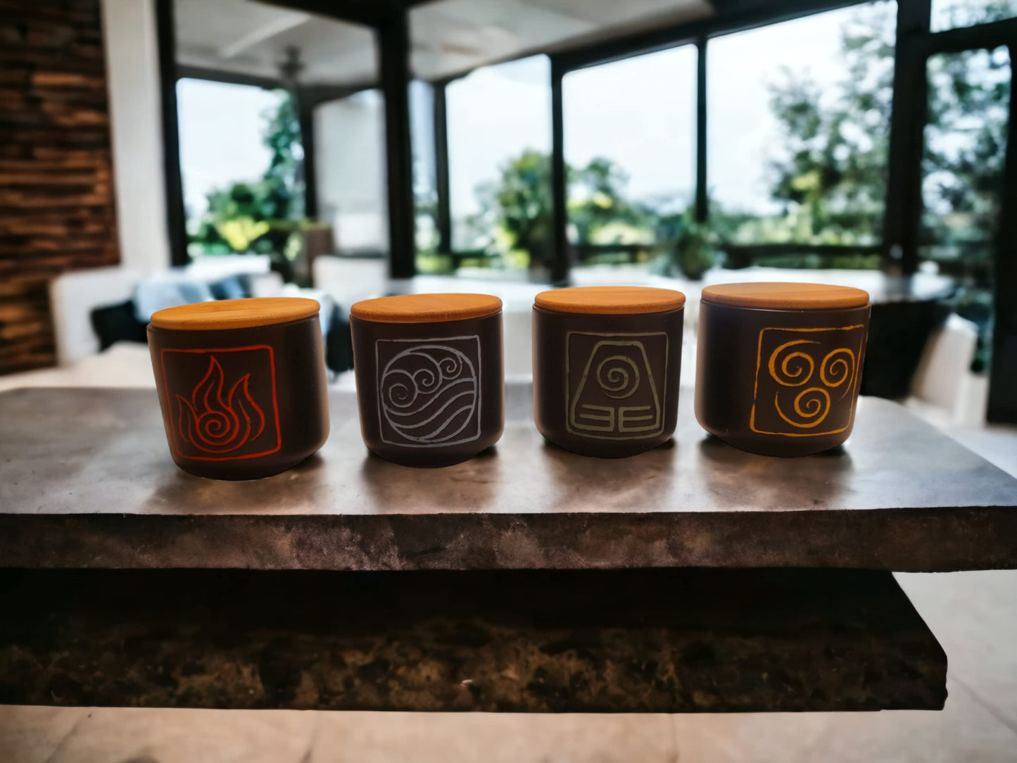 Avatar The Last Airbender Mug Set - Four Nations with Bamboo Lids - Perfect Gift for Fans of Aang, Katara, Sokka, and Zuko