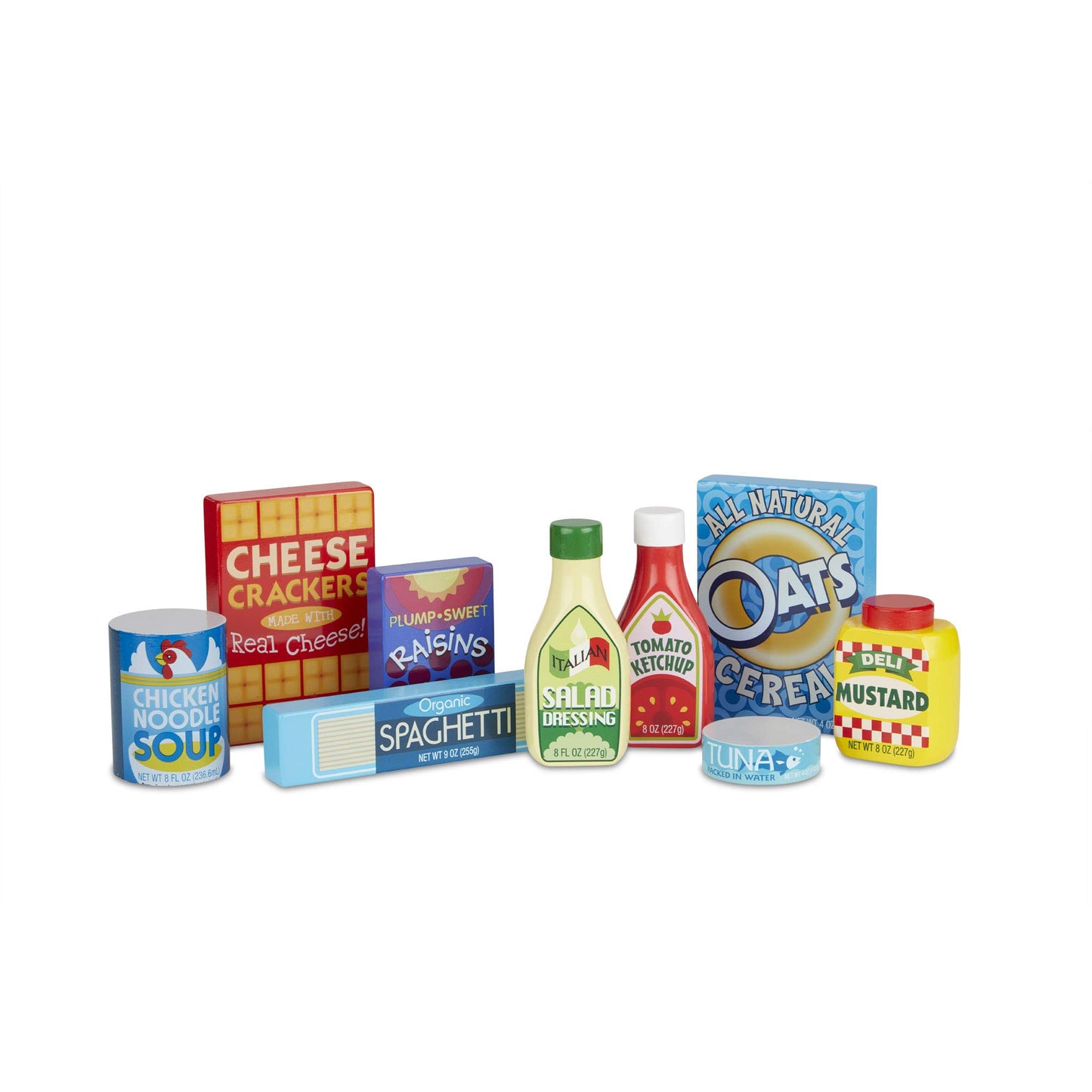 Melissa & Doug Wooden Pantry Products Play Food Set (9 pcs) - Pretend Play Kitchen Accessories, Play Food Sets For Kids Kitchen, Wooden Play Grocery Sets For Kids Ages 3+