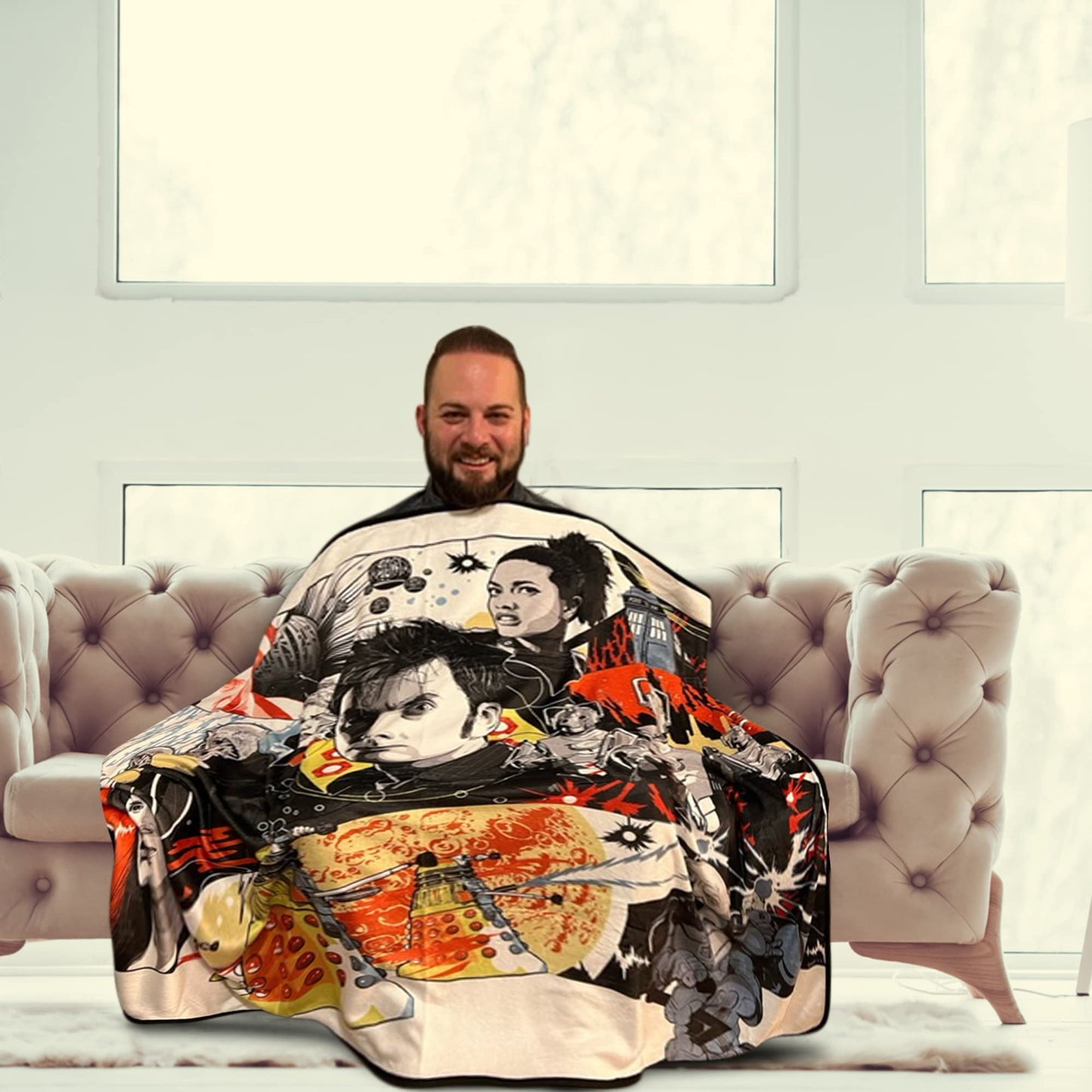 Bazillion Dreams Doctor Who David Tenant Fleece Softest Comfy Throw Blanket for Adults & Kids| Measures 60 x 50 Inches