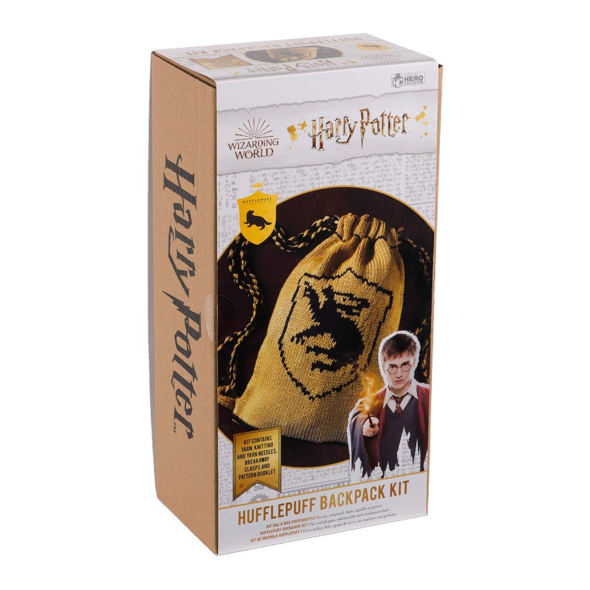 Eaglemoss Hero Collector Hogwarts Hufflepuff Reversible Backpack Knitting Kit | Harry Potter Wizarding World Knitting Kits | Model Replica