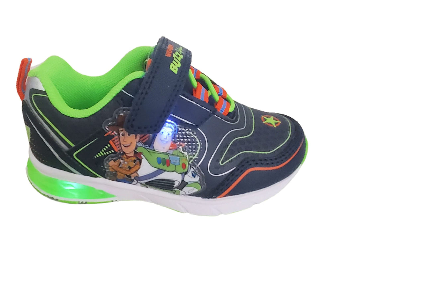 Disney Pixar Toy Story 4 Boy's Lighted Athletic Sneaker, Black/Green (Toddler/Little Kid)