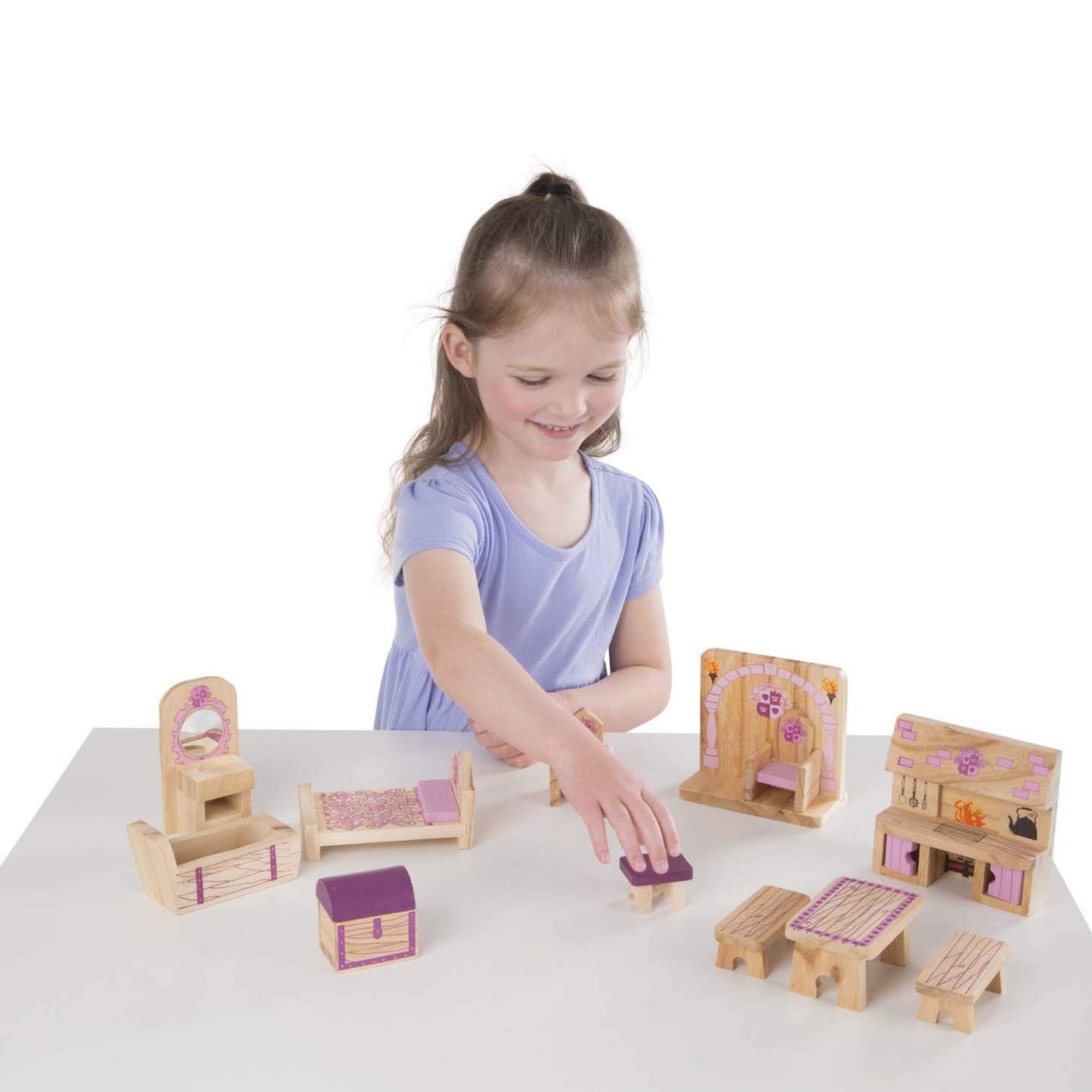 Melissa & Doug Princess Castle Wooden Dollhouse Furniture (12 pcs),See Item,H: 16 x W: 11 x D: 3.2