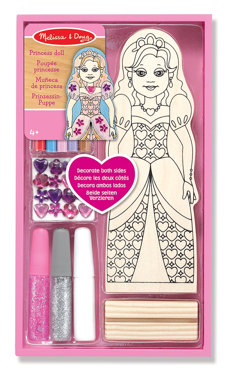Melissa & Doug Decorate-Your-Own Wooden Princess Doll Craft Kit