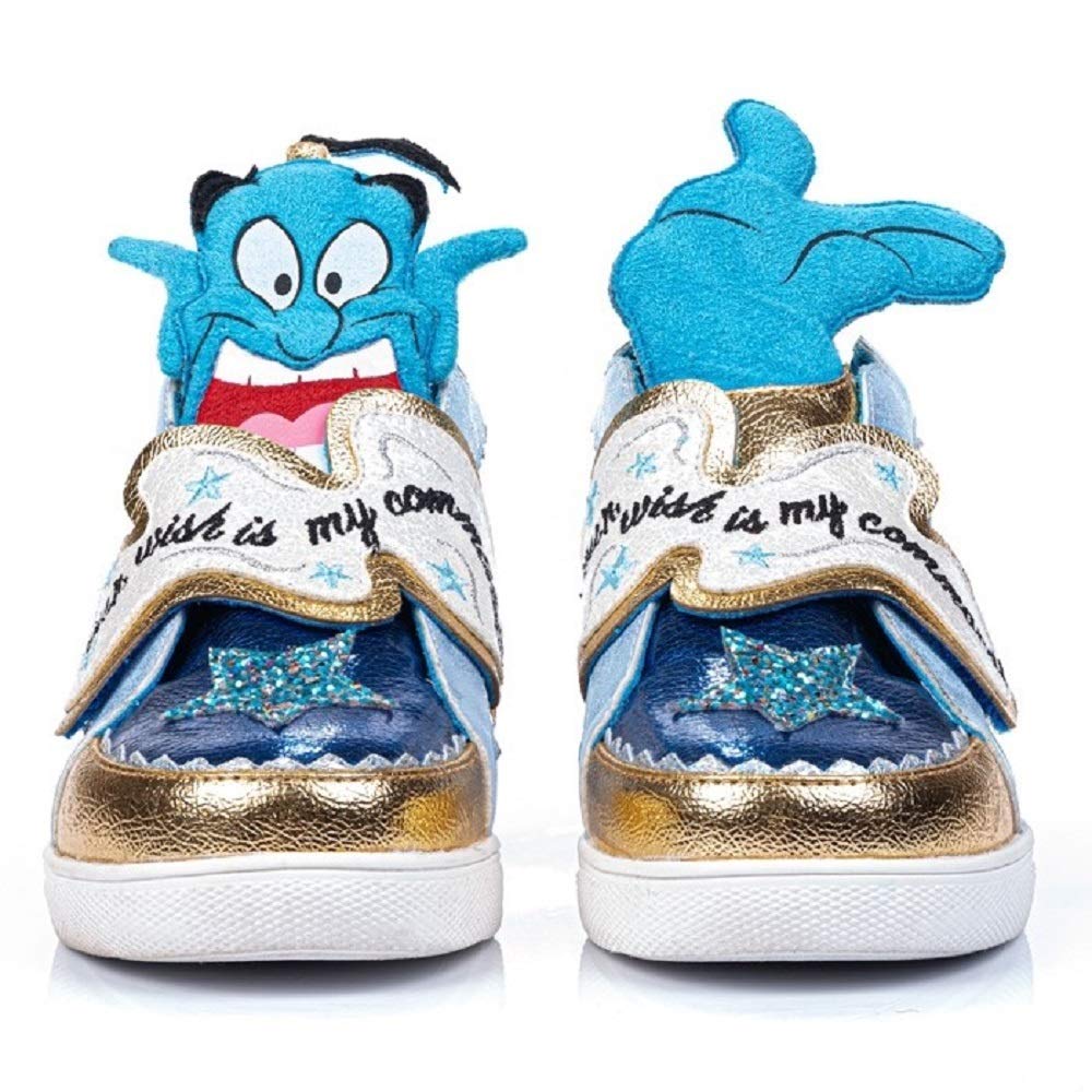 Irregular Choice Disney Aladdin Geniebopper Girls Hi Top Sneaker (Little Kid/Big Kid, Size 1) Blue