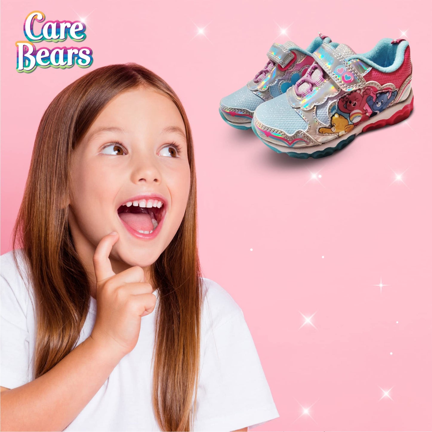Care Bears Pink/Blue Girl's Lighted Athletic Sneaker (Toddler/Little Kid)