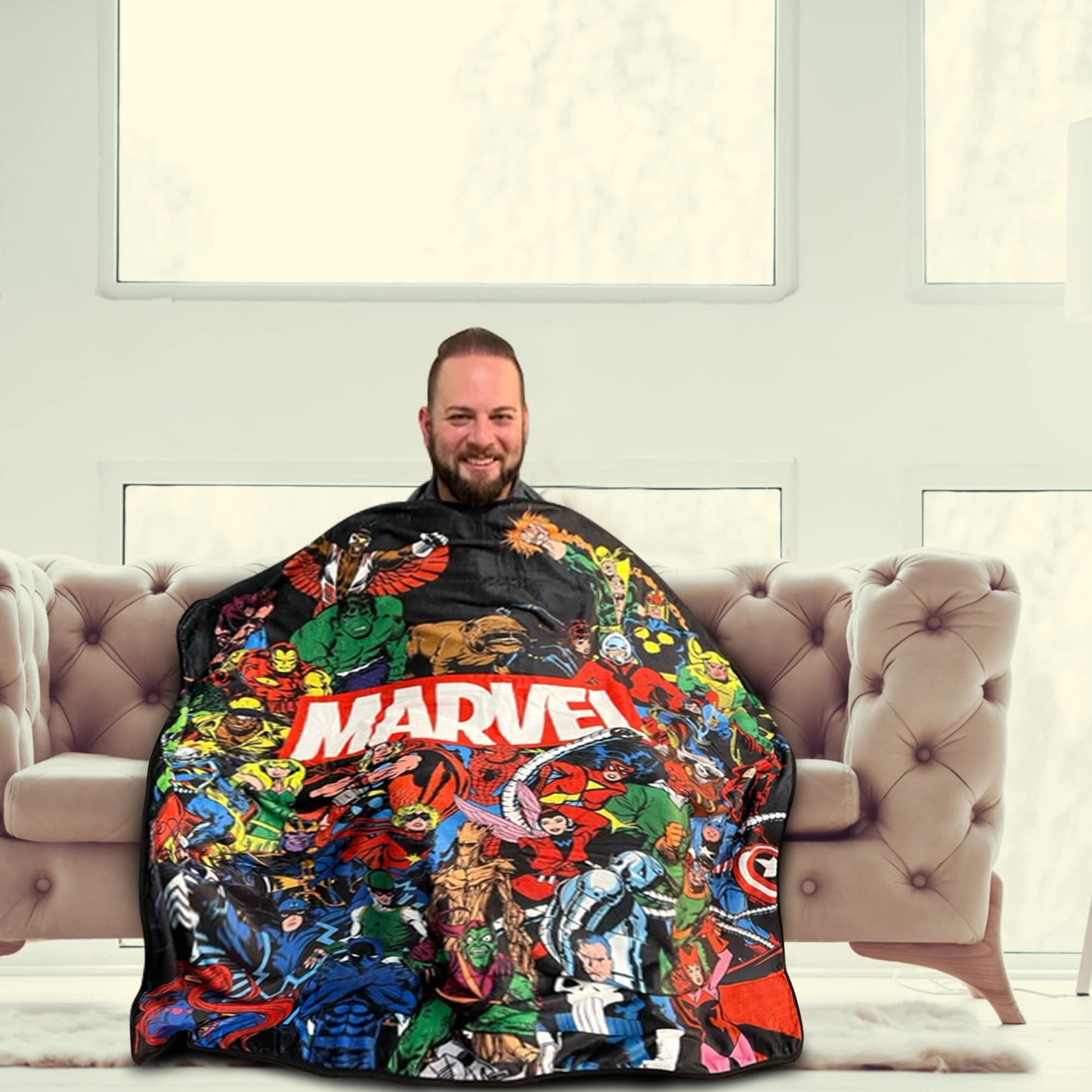 Marvel Universe Characters Legends Fleece Softest Comfy Throw Blanket for Adults & Kids | Measures 60 x 50 Inches