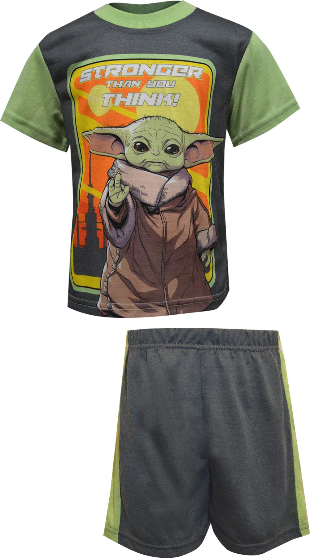 AME Sleepwear Boys' Star Wars Mandalorian The Child Stronger Than You Think Pajama (10) Gray