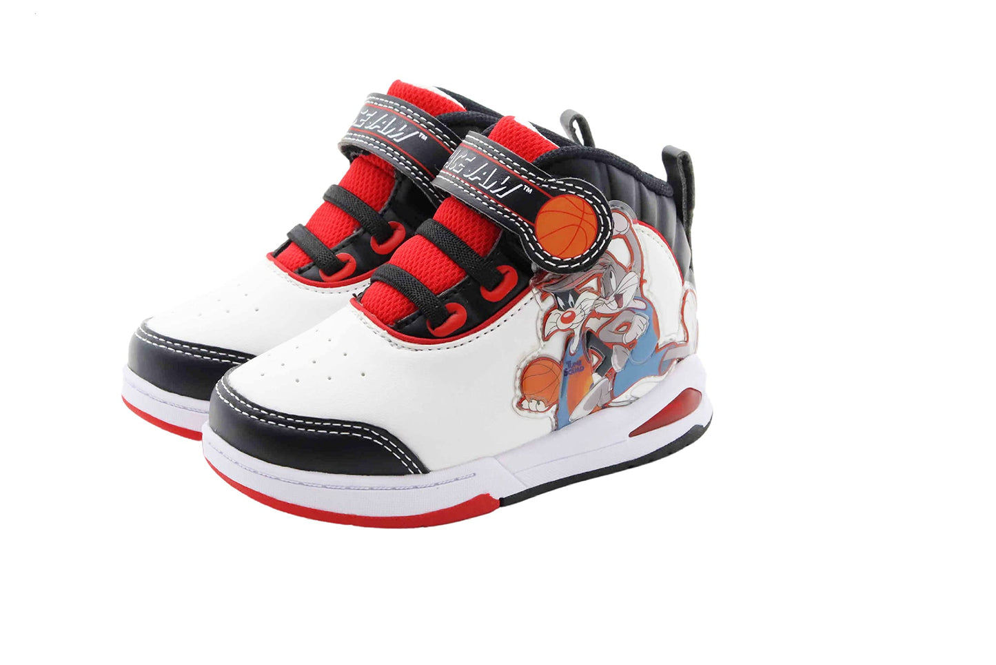 Space Jam Boy's Lighted Hi-Top Sneaker, White/Black/Red (Toddler/Little Kid)