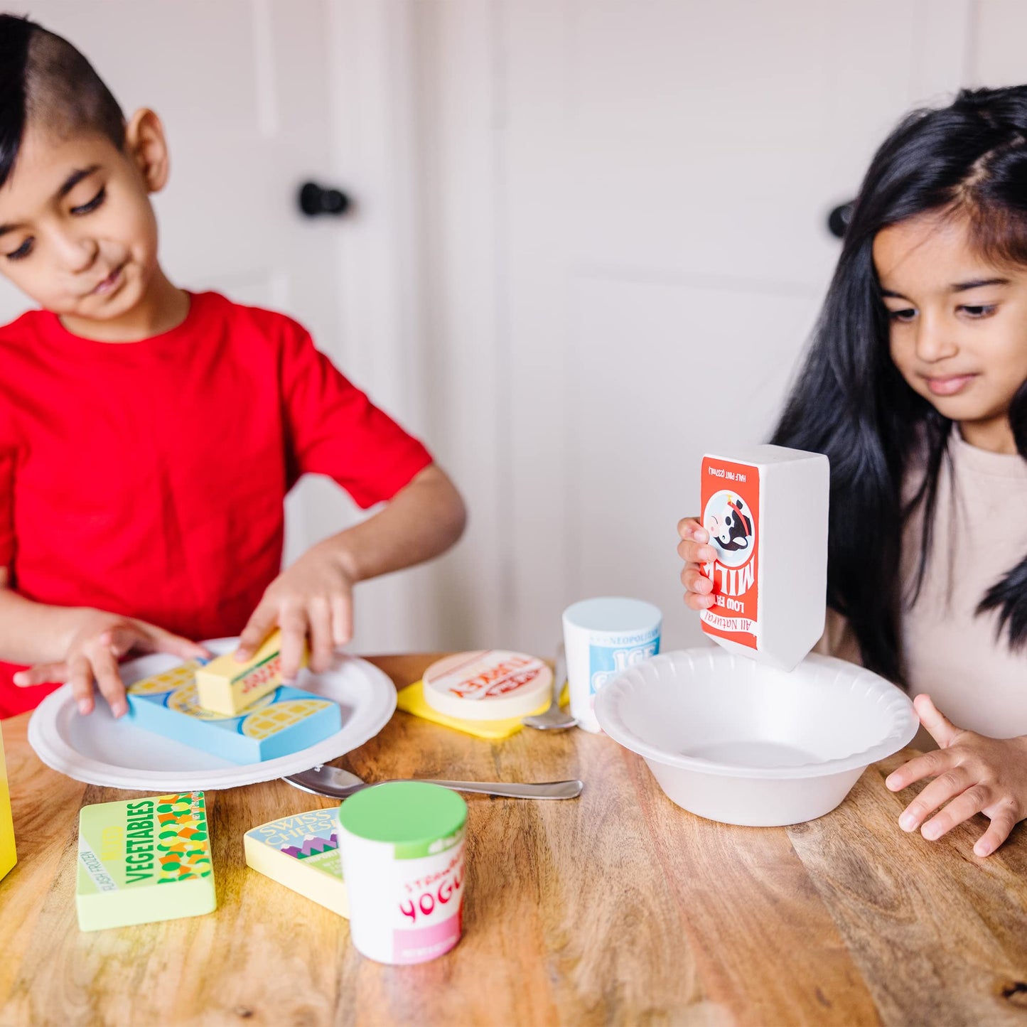 Melissa & Doug Fridge Food Wooden Play Food Set (9 pcs) - Pretend Play Kitchen Accessories, Play Food Sets For Kids Kitchen, Wooden Play Grocery Sets For Kids Ages 3+