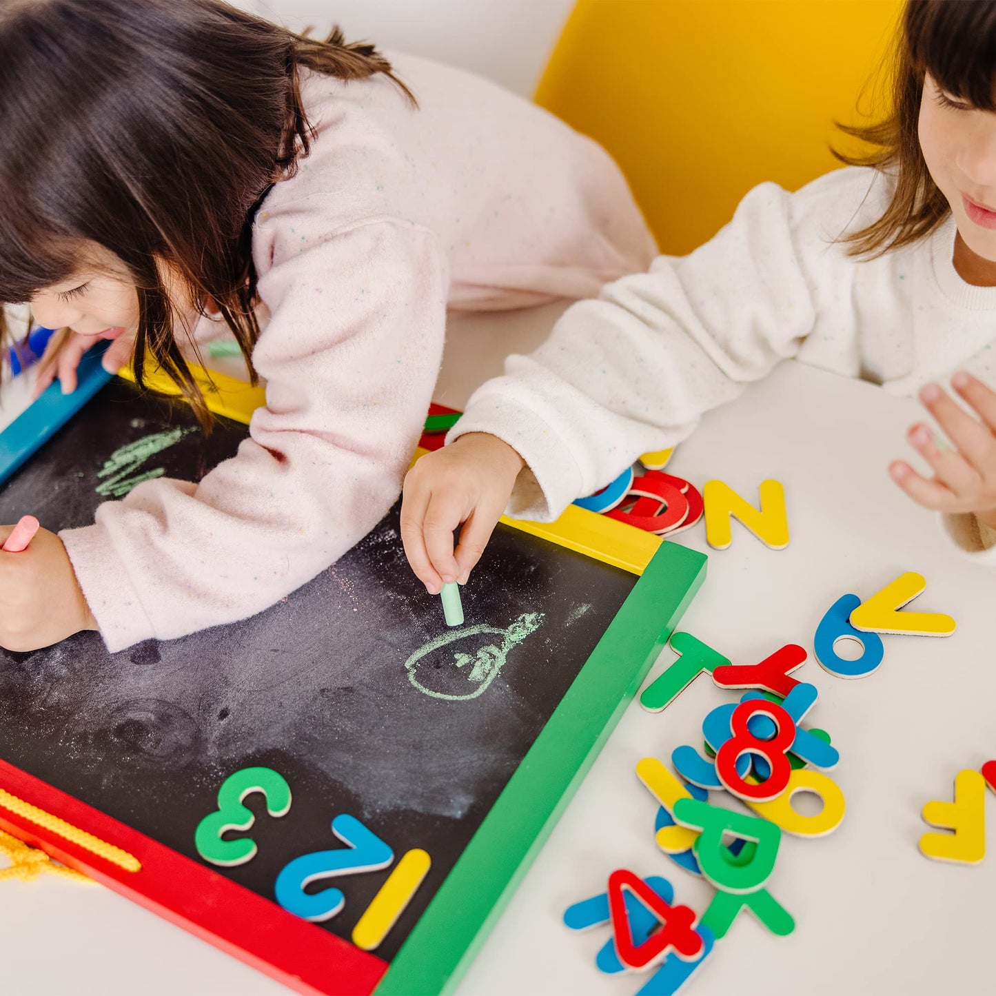 Melissa & Doug Magnetic Chalkboard and Dry-Erase Board With 36 Magnets, Chalk, Eraser, and Dry-Erase Pen - Letters And Numbers Learning Toys, Chalk Board For Kids, Dry Erase Board For Kids Ages 3+
