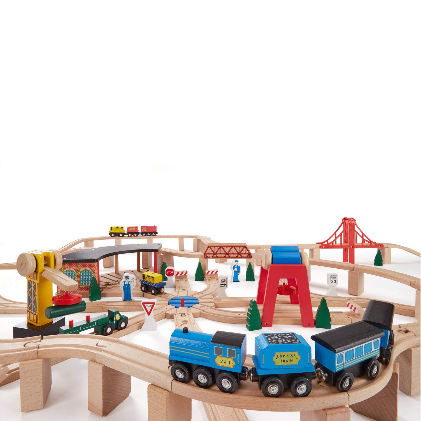 Melissa & Doug Deluxe Wooden Railway Train Set (130+ pcs)