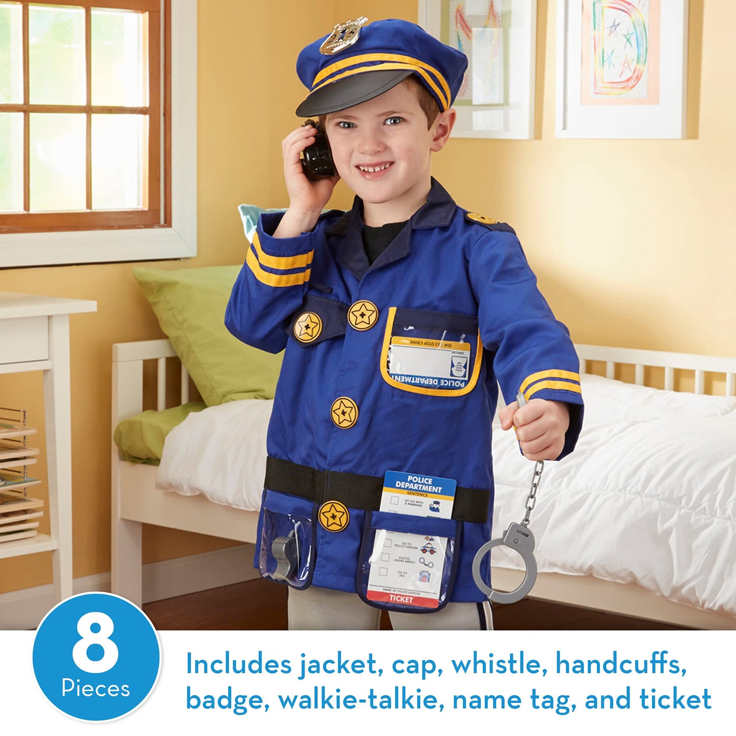 Melissa & Doug Police Officer Role Play Costume Dress-Up Set (8 pcs)