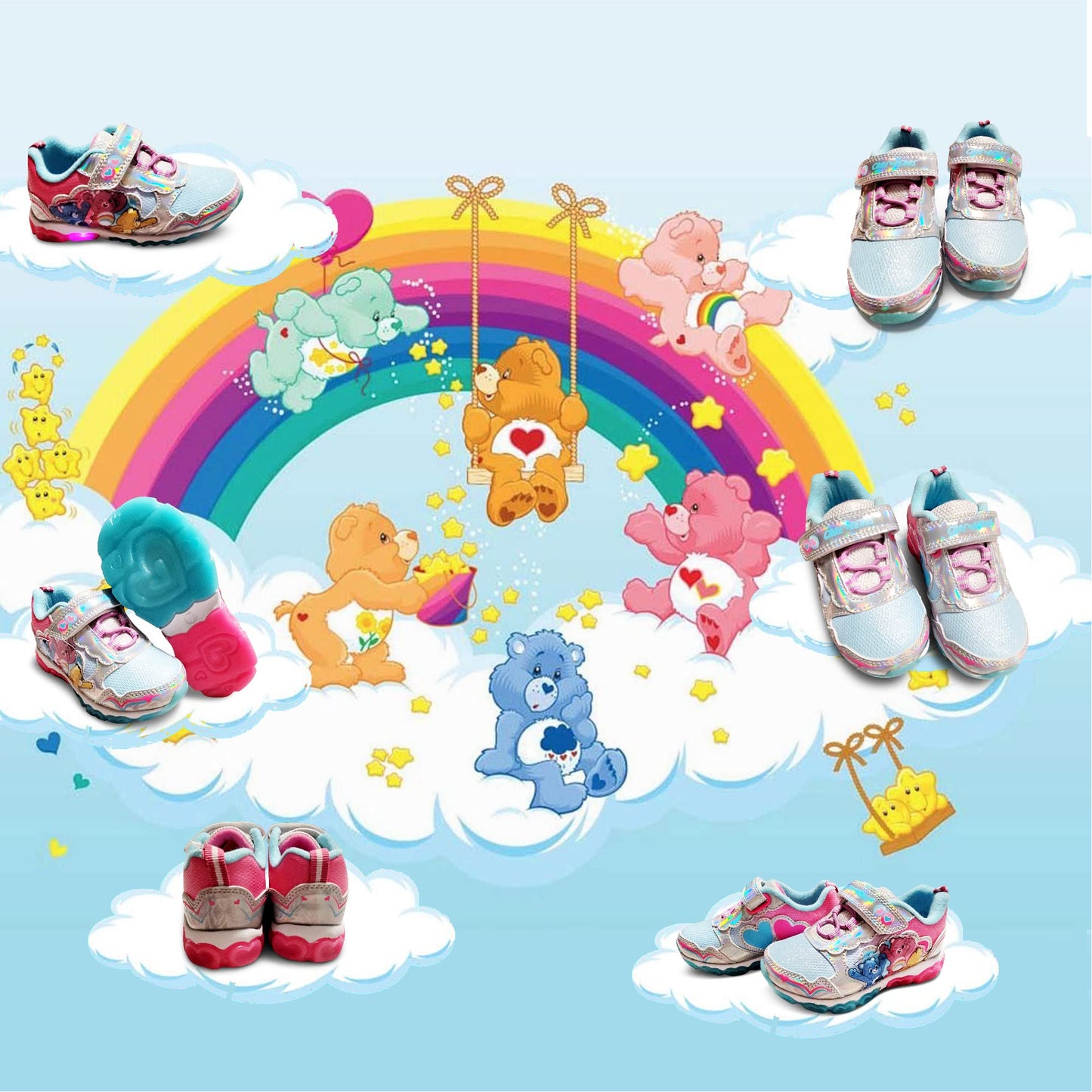 Care Bears Pink/Blue Girl's Lighted Athletic Sneaker (Toddler/Little Kid)