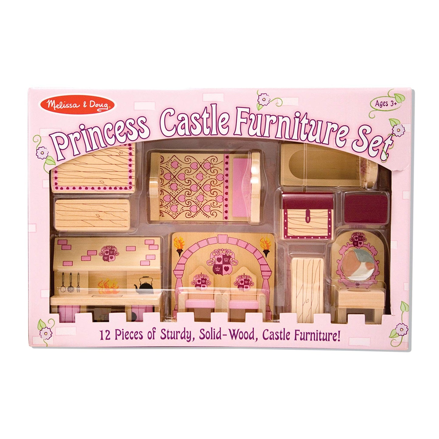 Melissa & Doug Princess Castle Wooden Dollhouse Furniture (12 pcs),See Item,H: 16 x W: 11 x D: 3.2