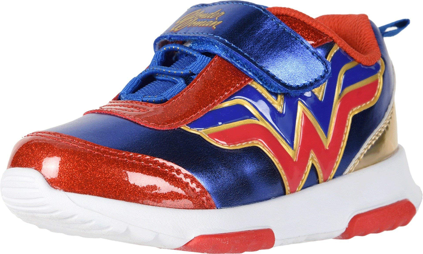 Wonder Woman Girl's Athletic Shoes with Premium Lights (Toddler/Little Kid) Blue