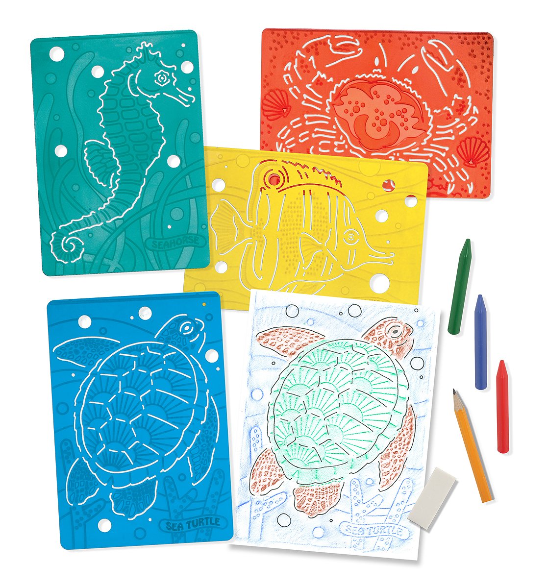 Melissa & Doug Textured Stencils - Sea Life
