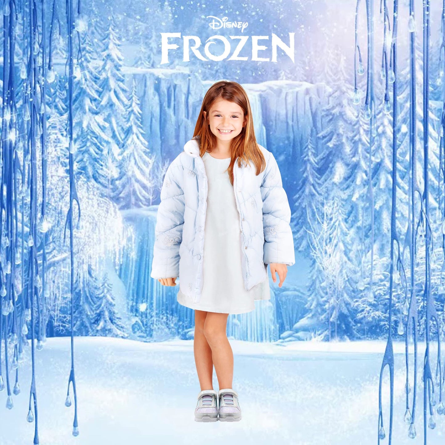 Disney Frozen 2 Girl's Lighted Athletic Sneaker, Silver/Blue/Lilac (Toddler/Little Kid)