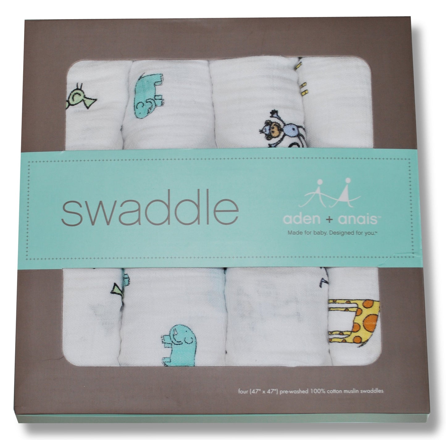 aden + anais Classic Muslin Swaddle Blanket 4 Pack, Baby Cakes (Discontinued by Manufacturer)