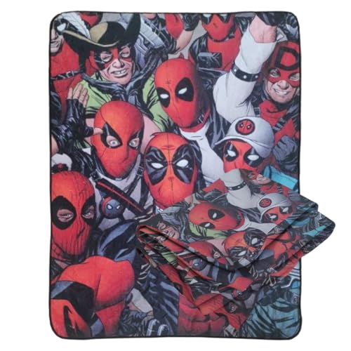 Bazillion Dreams Marvel Deadpool Faces Fleece Softest Comfy Throw Blanket for Adults & Kids| Measures 60 x 45 Inches