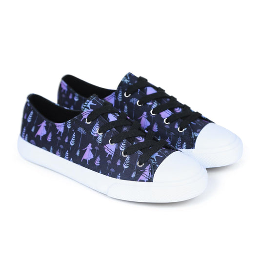 Disney Frozen Woman's Canvas Sneaker, Black/Purple