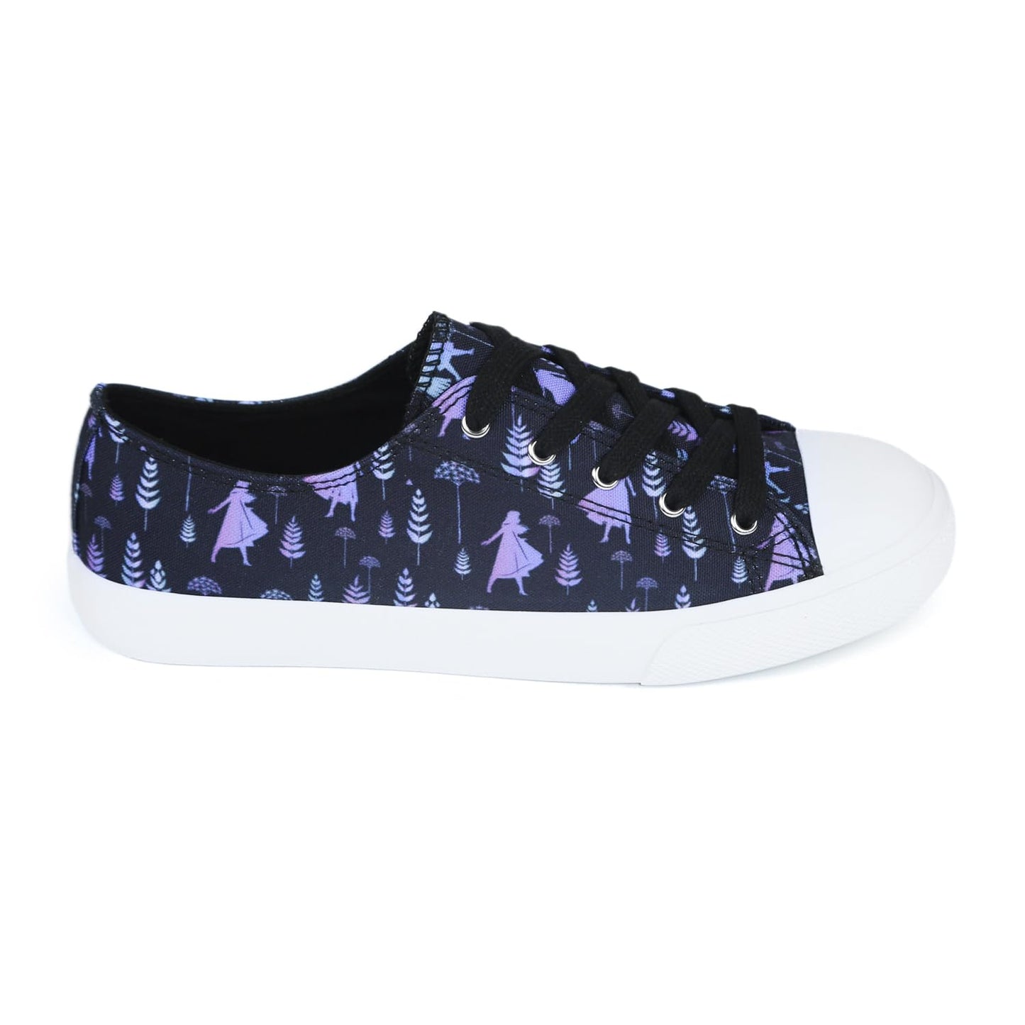 Disney Frozen Woman's Canvas Sneaker, Black/Purple