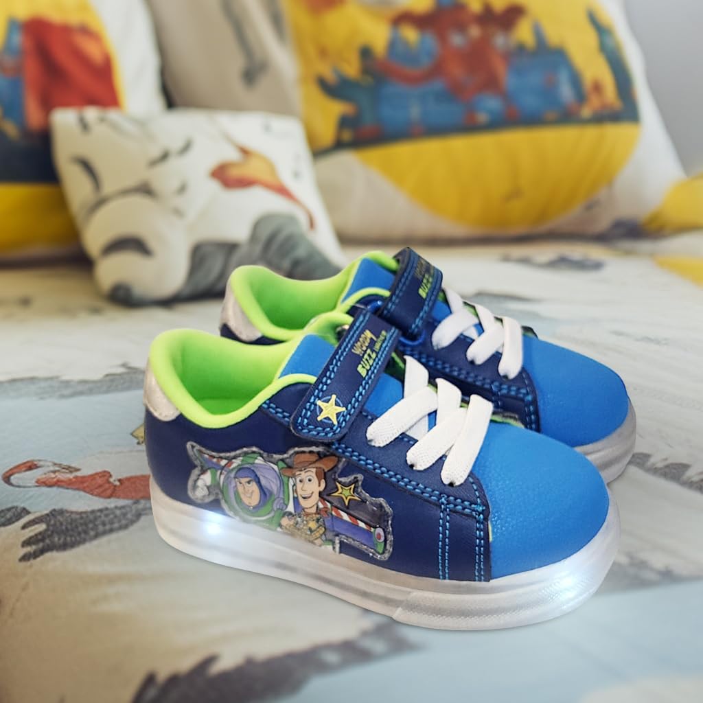 Bazillion Dreams Disney Toy Story Boy's Lighted Athletic Sneaker (Toddler), Blue