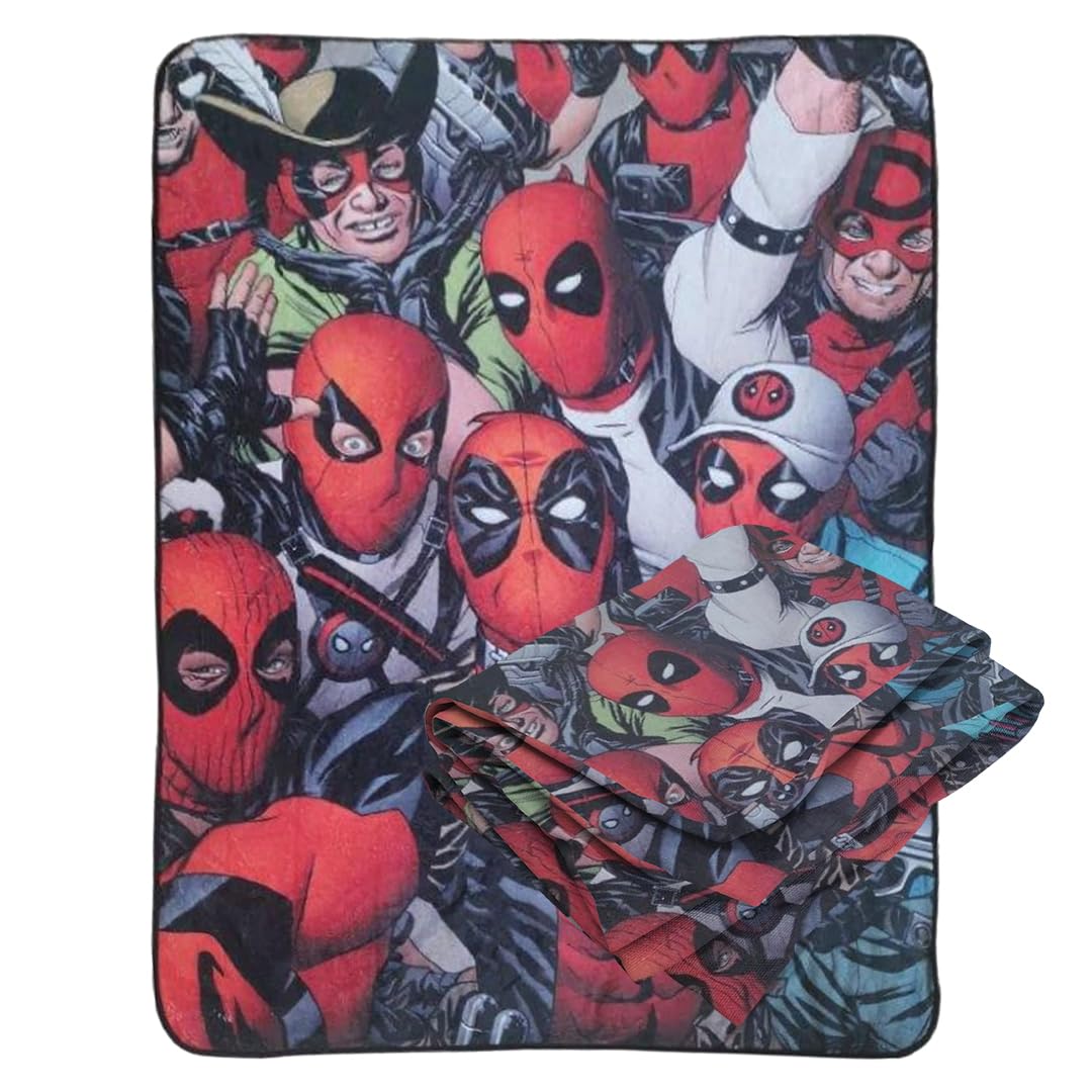 Bazillion Dreams Marvel Deadpool Faces Fleece Softest Comfy Throw Blanket for Adults & Kids| Measures 60 x 45 Inches