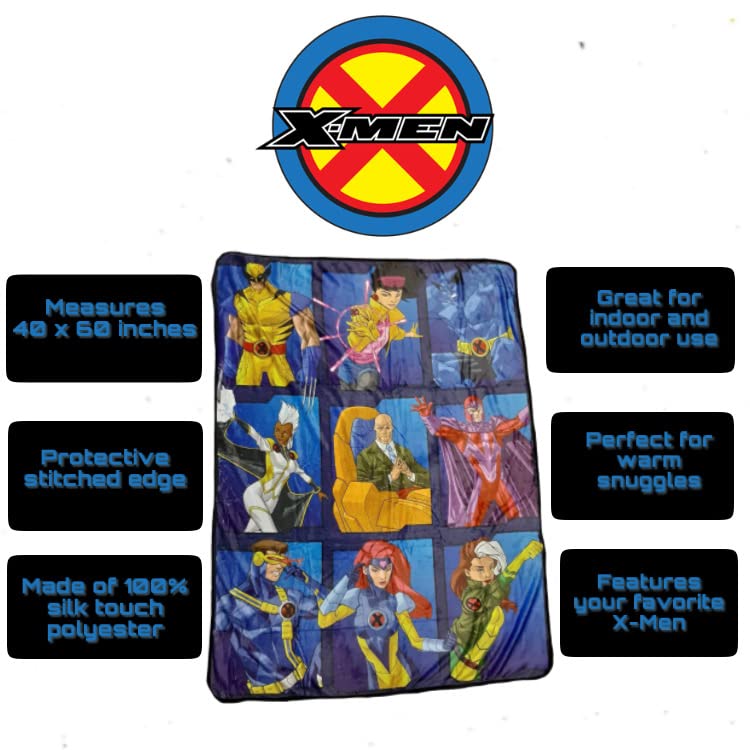 Marvel X-men Team Fleece Softest Comfy Throw Blanket For Adults & Kids, Measures 60 X 45 Inches