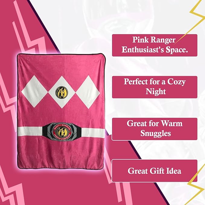 Power Rangers Black Ranger Fleece Softest Comfy Throw Blanket for Adults & Kids| Measures 60 x 45 Inches