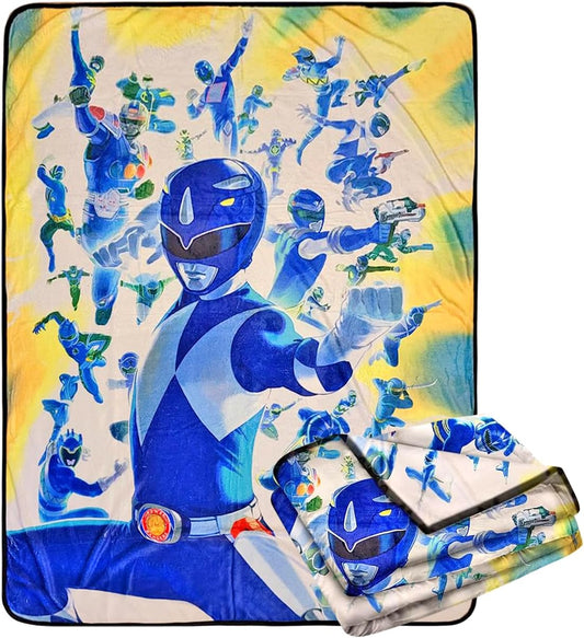 Power Rangers Blue Ranger Fleece Softest Comfy Throw Blanket for Adults & Kids| Measures 60 x 45 Inches